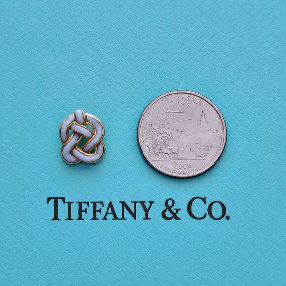 RARE Tiffany & Co. Vintage 18k Yellow Gold Sculpture Knot Moon Stone Pendant - Picture 6 of 6